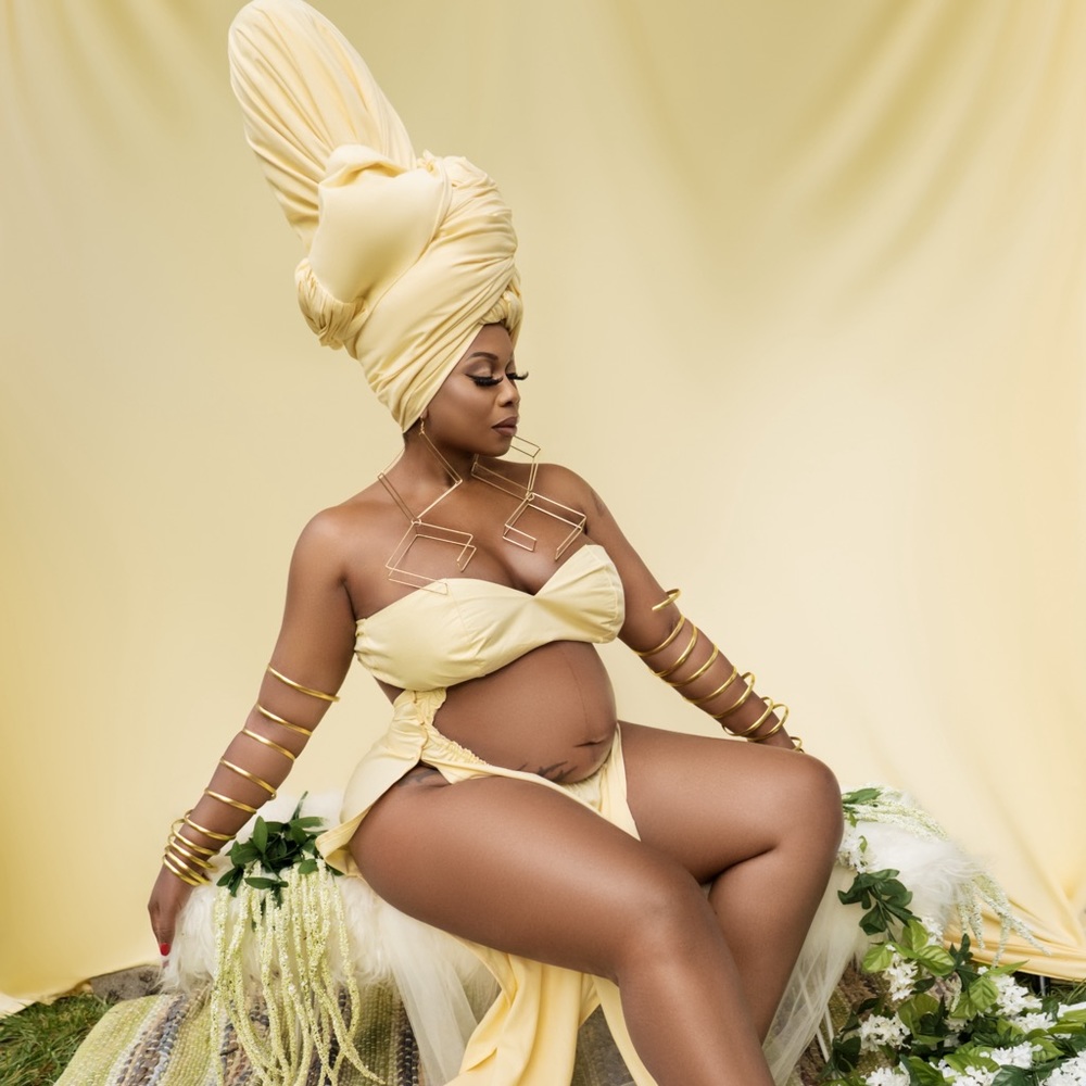 Maternity Shoot two piece with head wrap